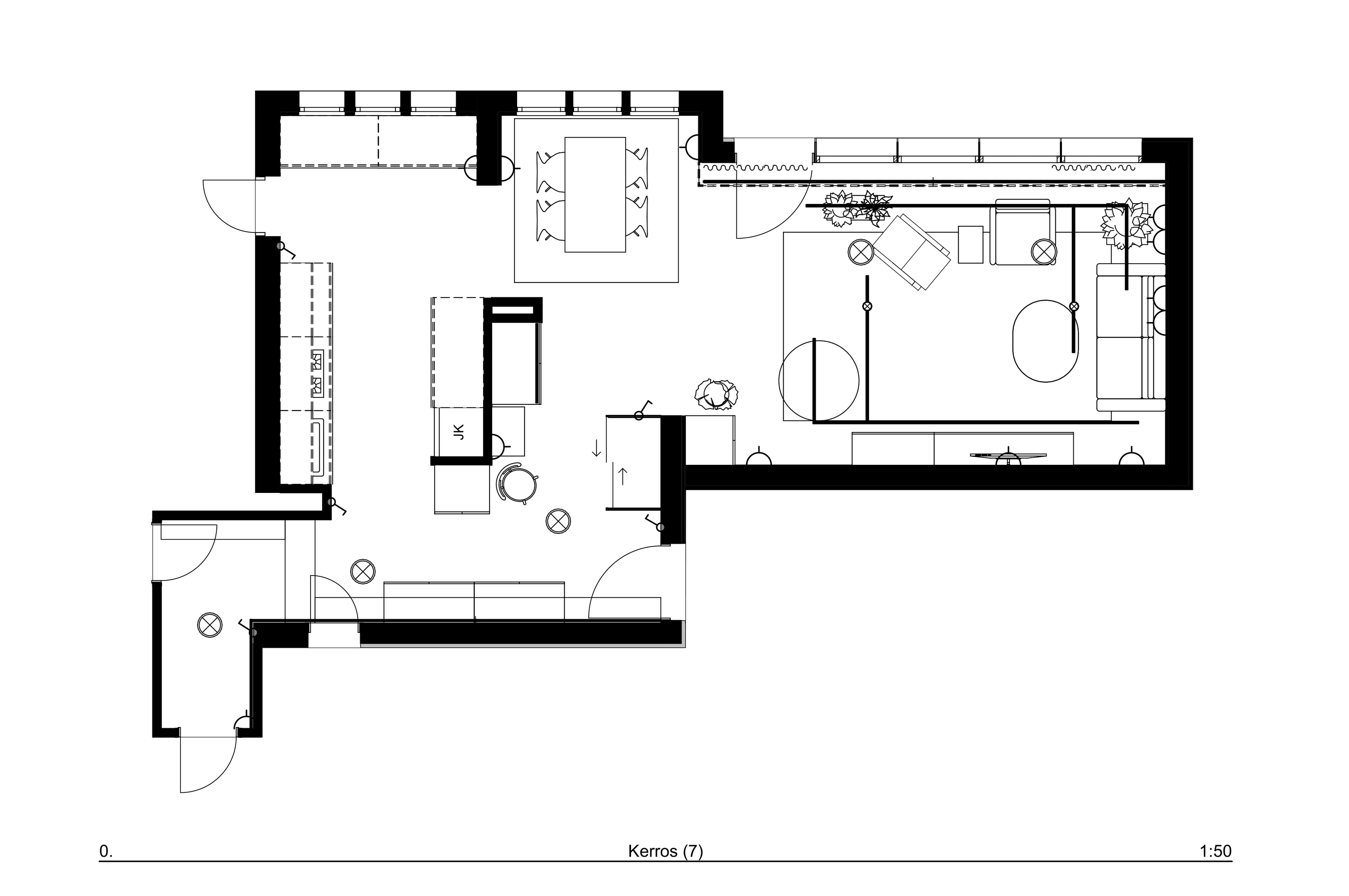 Alakatto kuva valaistussuunnitelmasta ja uusien valaisimien sijainneista.